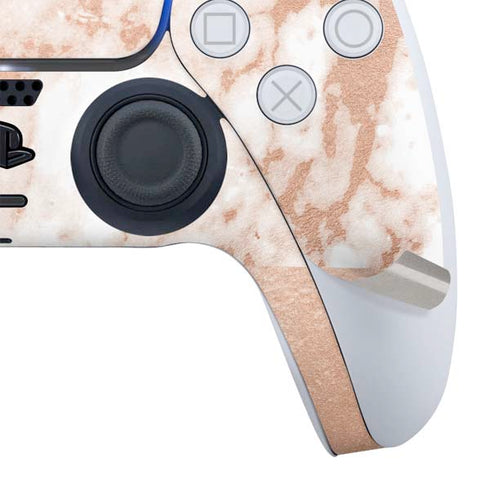 White Rose Gold Marble PS5 Controller Skin